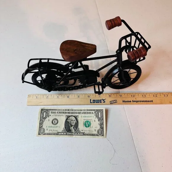 Bicycle Figurine With Wood and Metal Accents Moving Parts Bicycle Decoration - Picture 4 of 7